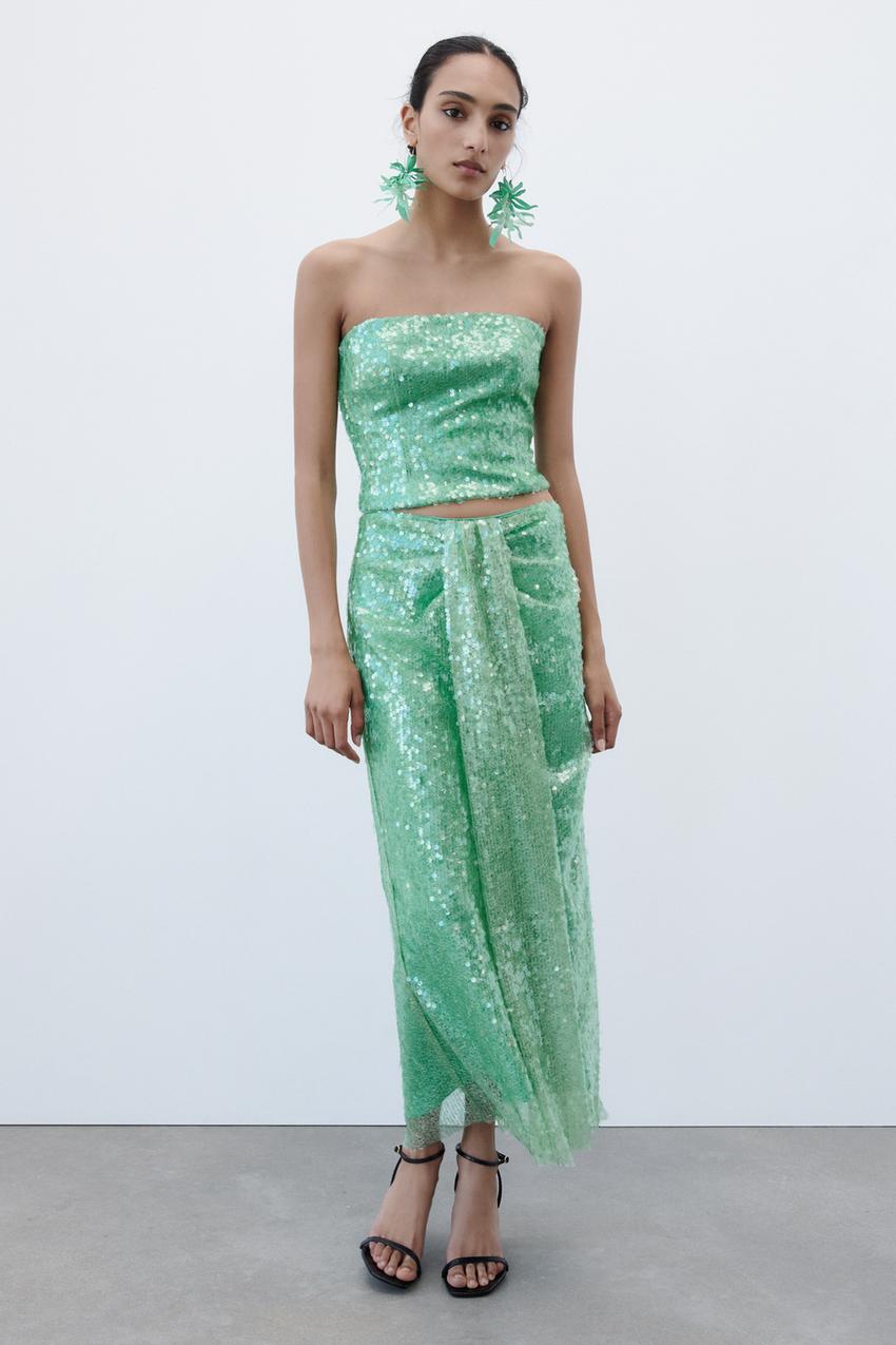 Zara sequin skirt midi Clearance