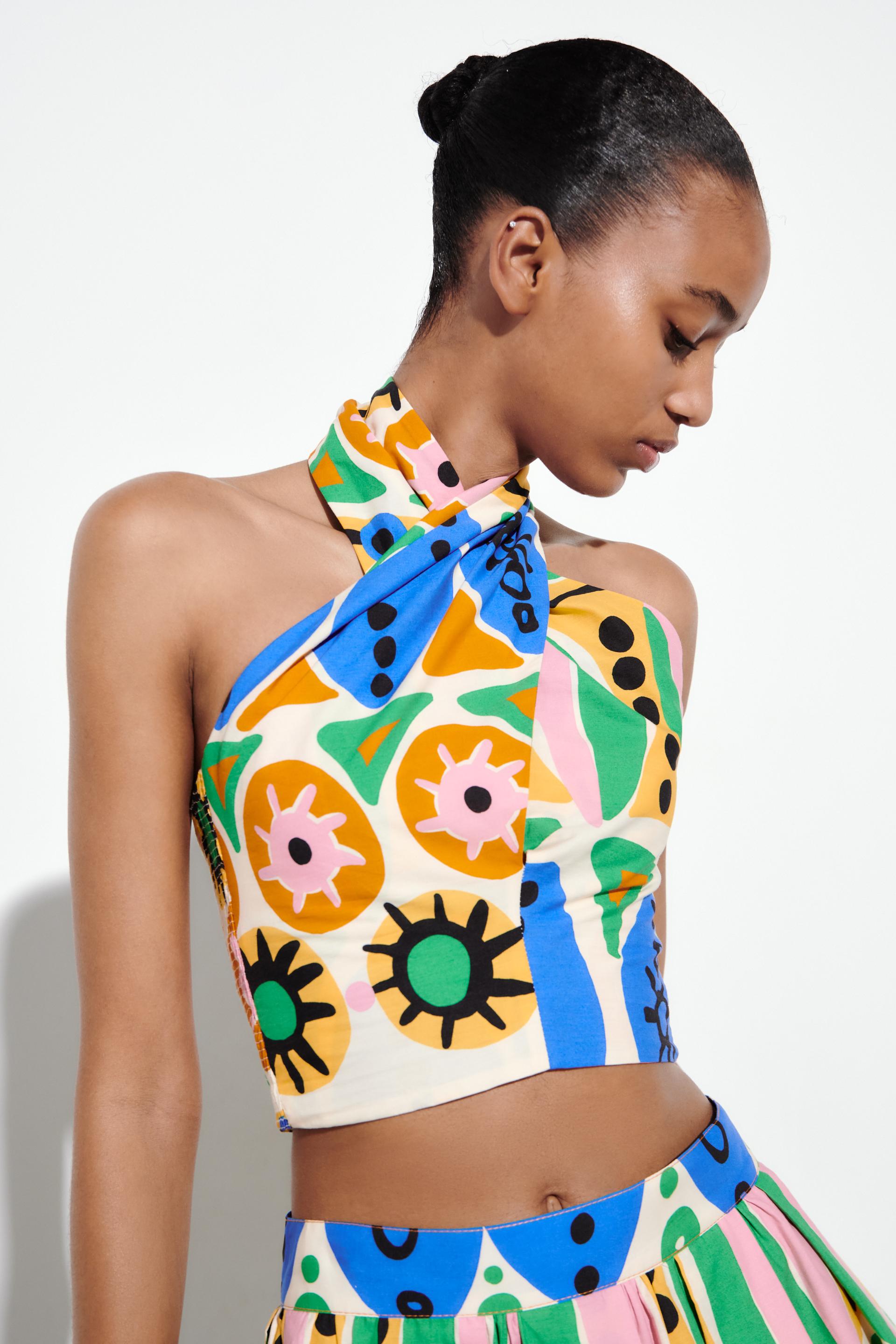 Zara printed halter neck top Clearance