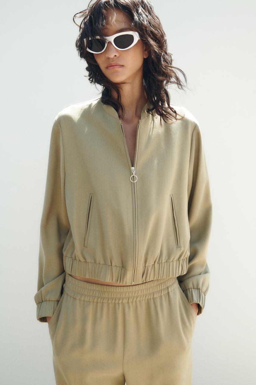 Zara khaki jacket womens Clearance