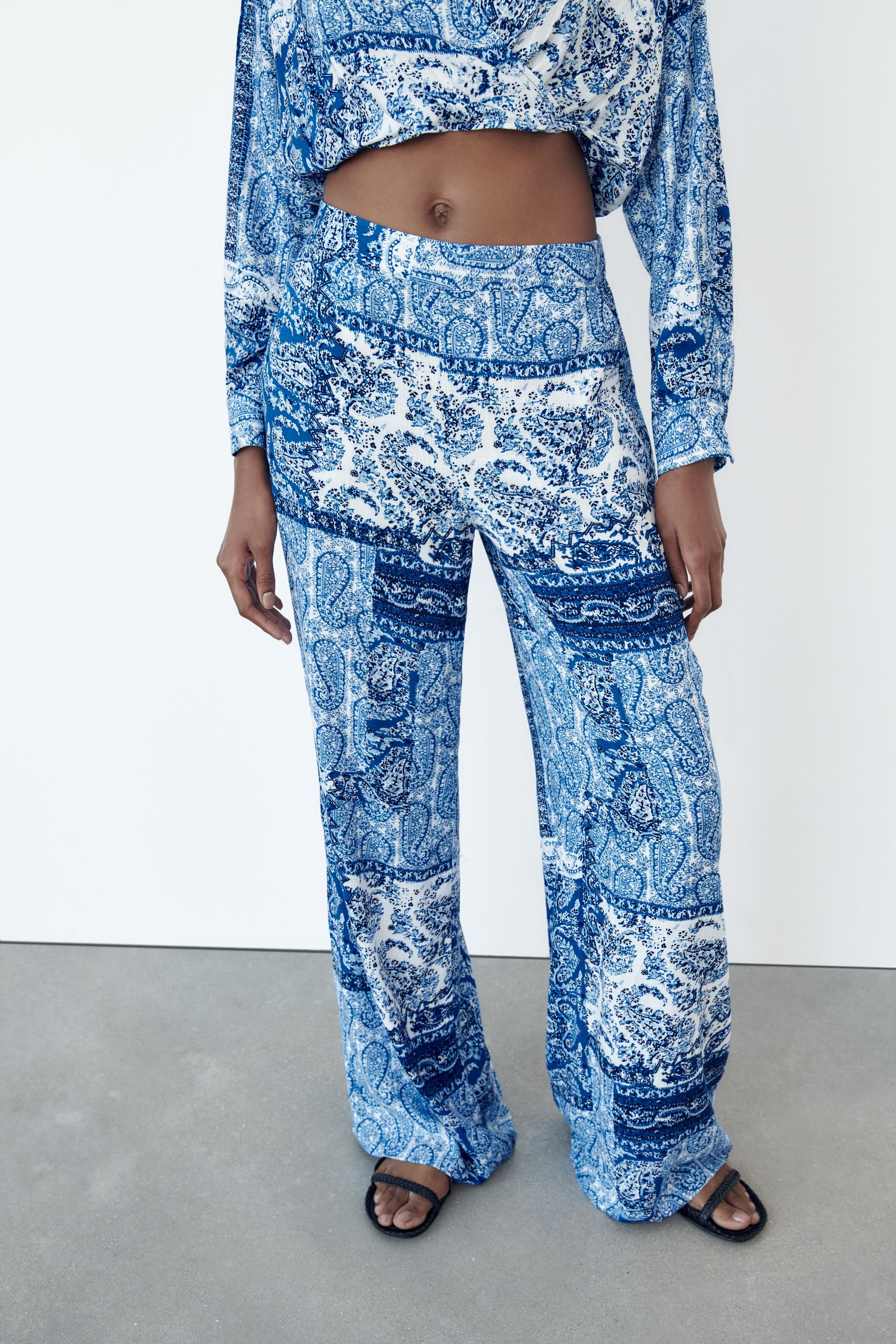 Zara green paisley trousers Clearance