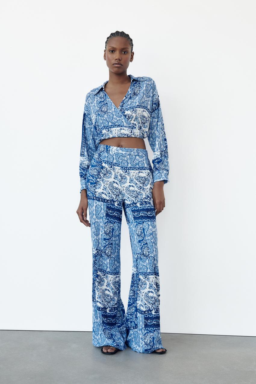 Printed wide leg pants zara Clearance