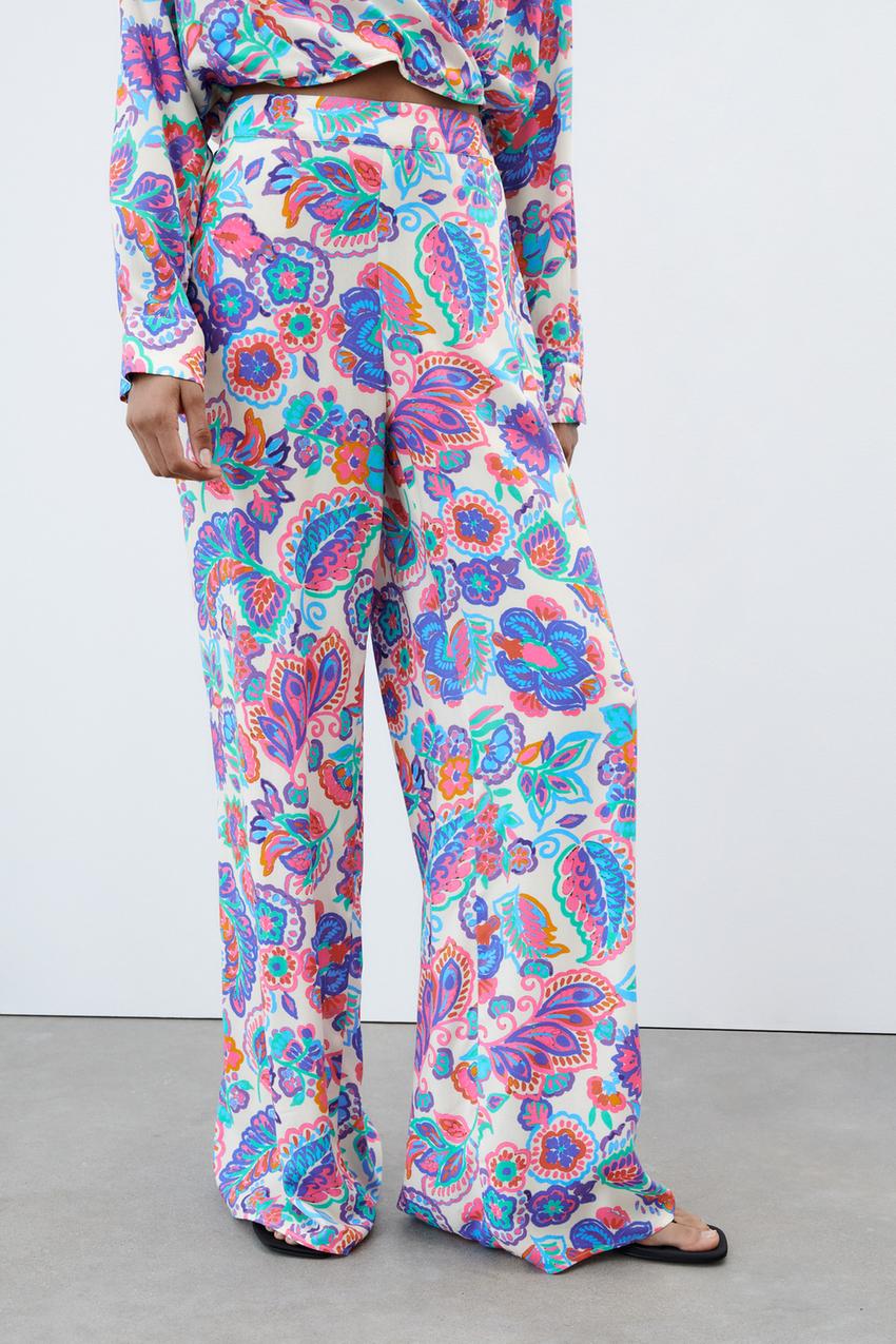Printed wide leg pants zara Clearance