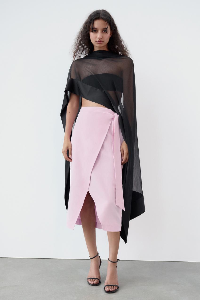 Zara linen blend wrap skirt Clearance