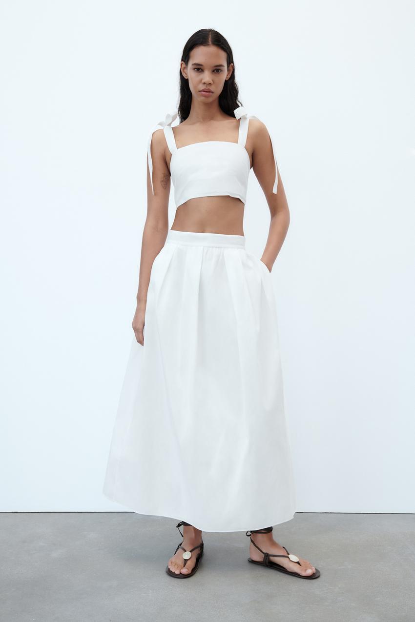 White maxi skirt zara Clearance