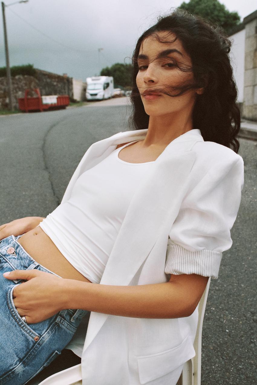 White linen blazer zara Clearance