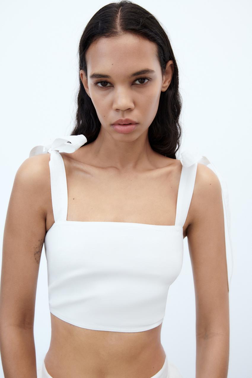 Zara white top crop Clearance
