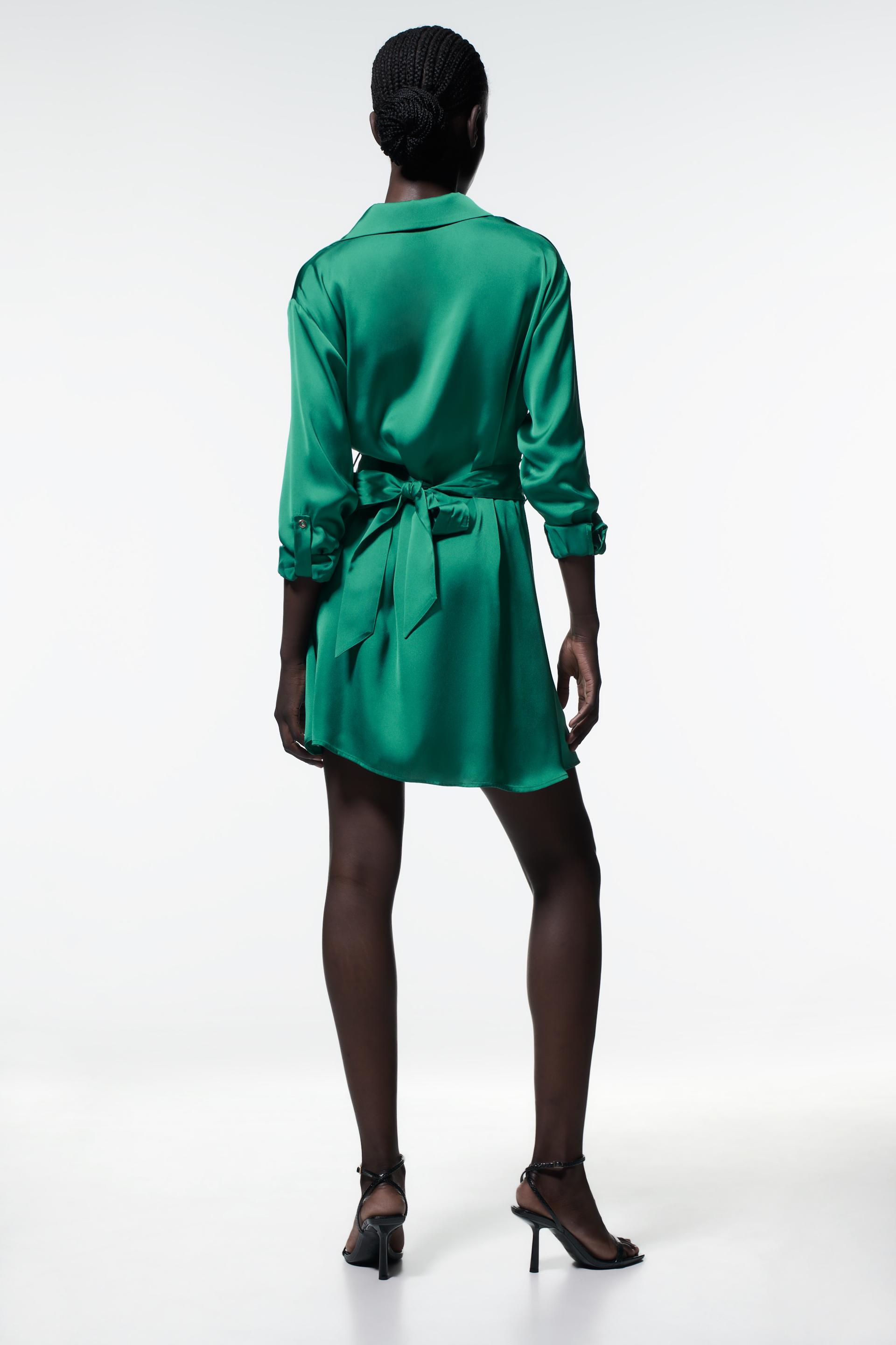 Zara belted satin effect dress Clearance