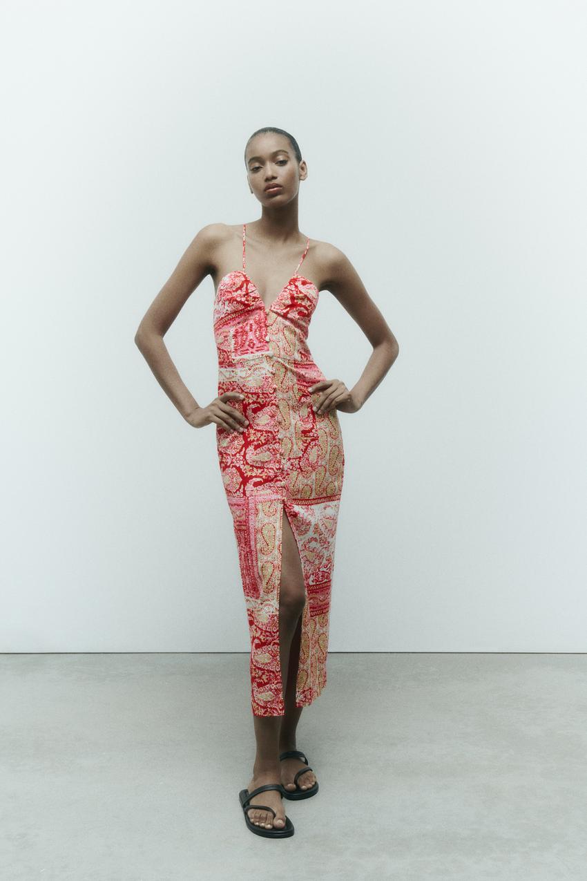 Zara patchwork print midi dress Clearance
