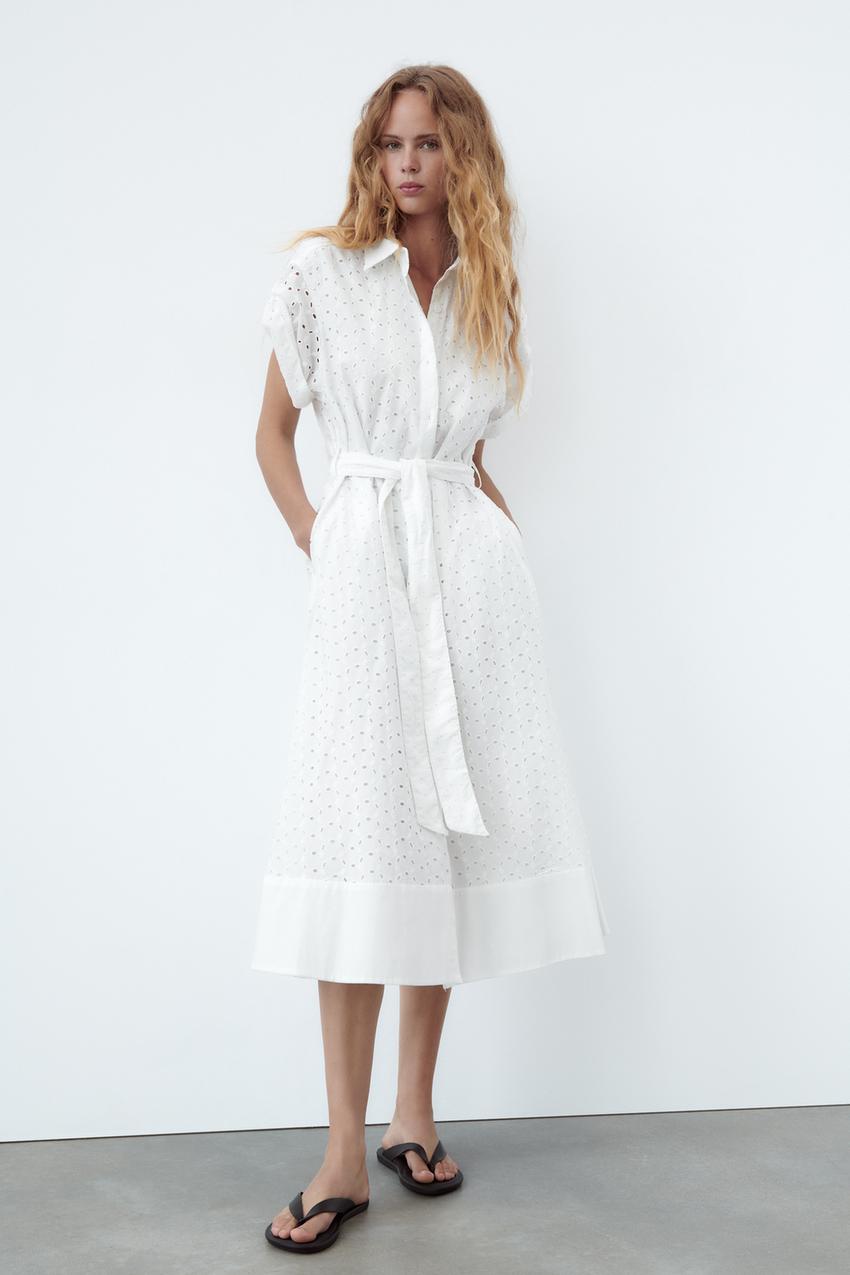 White embroidered zara dress Clearance
