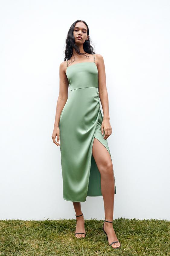 Bright green zara dress Clearance