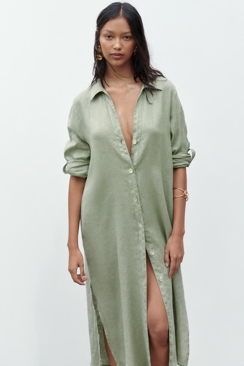 Zara linen button down dress Clearance