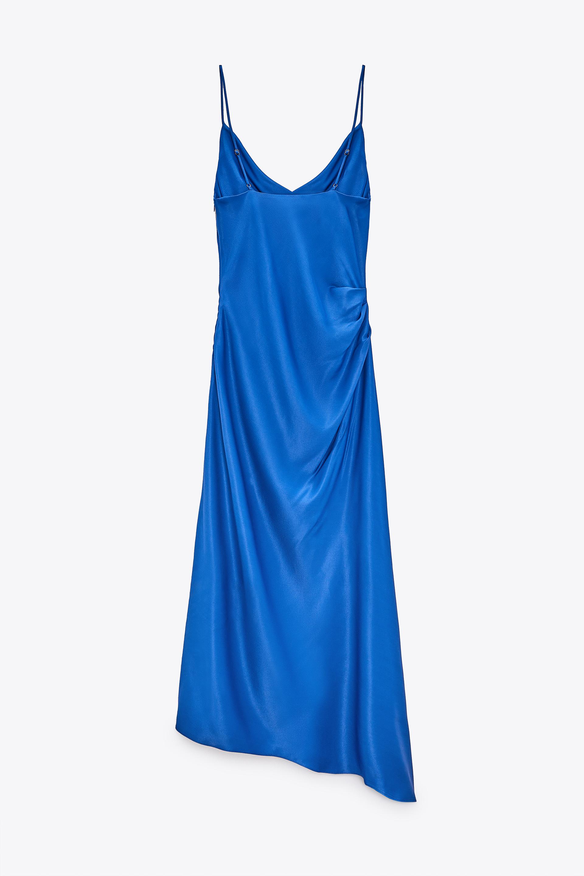 Zara blue satin midi dress Clearance