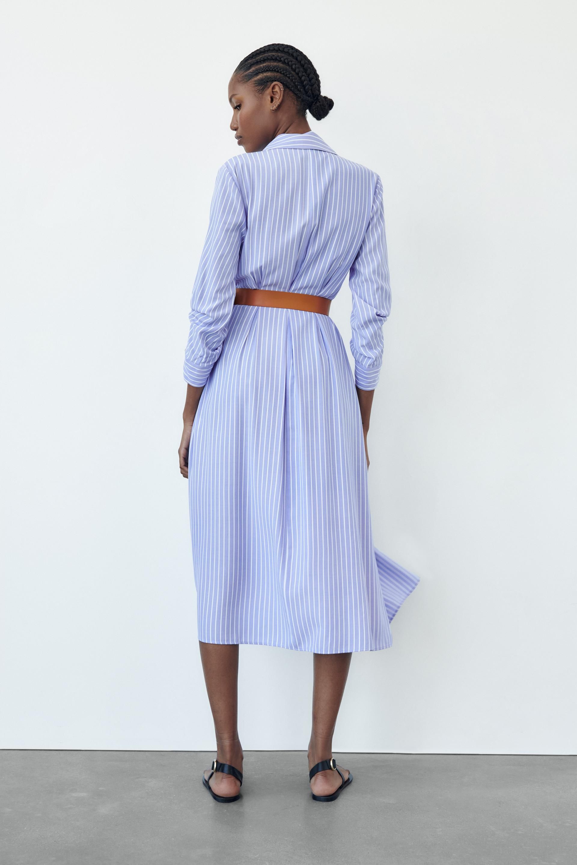 Zara striped shirt dress black and white Clearance