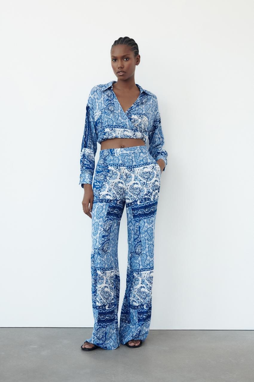 Printed cropped top zara Clearance