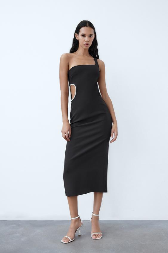 Zara black diamante strap dress Clearance