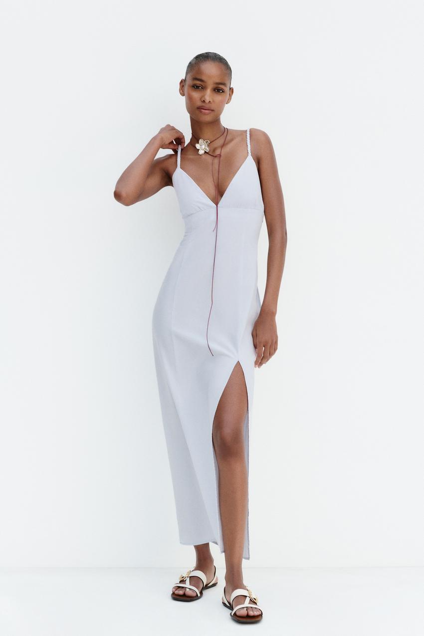 Zara blue dress midi Clearance