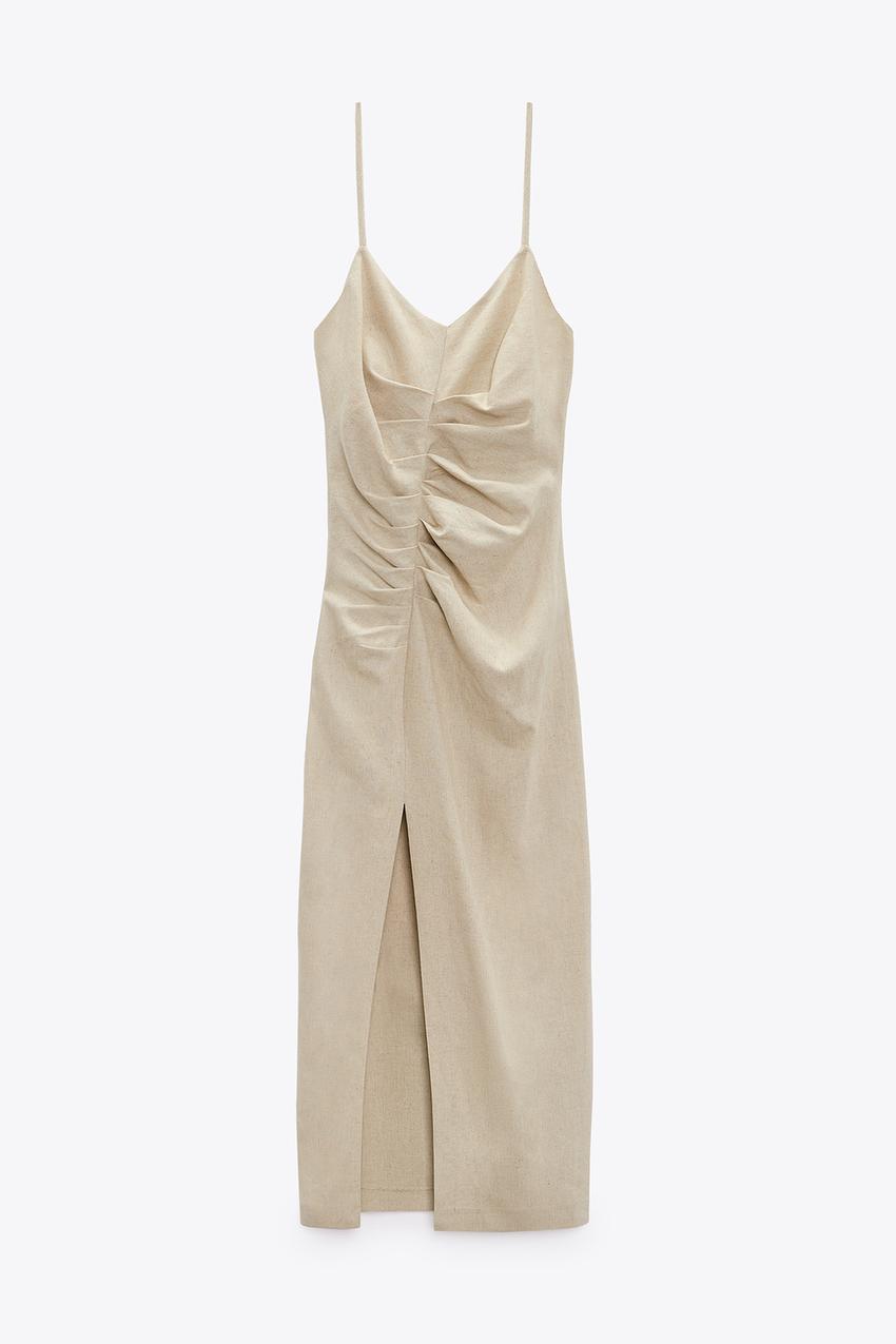 Beige linen dress zara Clearance