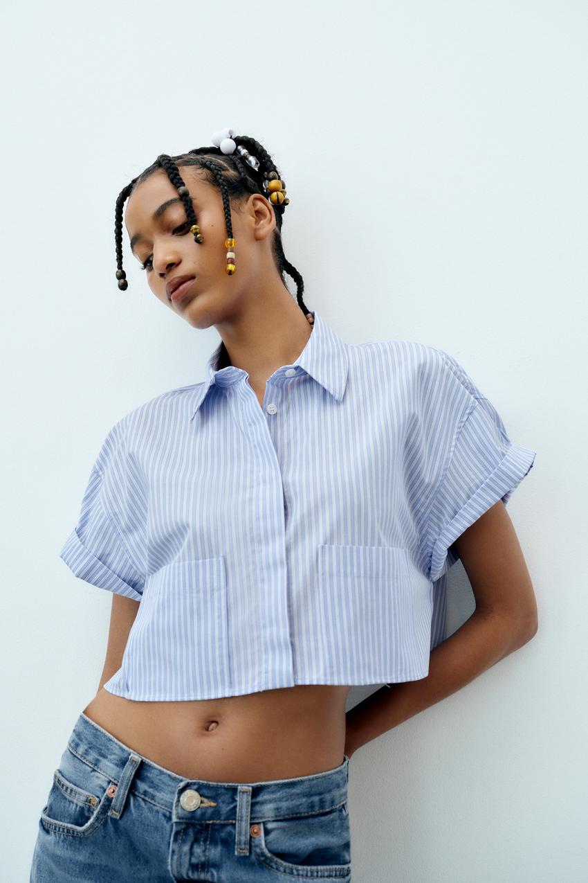 Poplin crop top zara Clearance