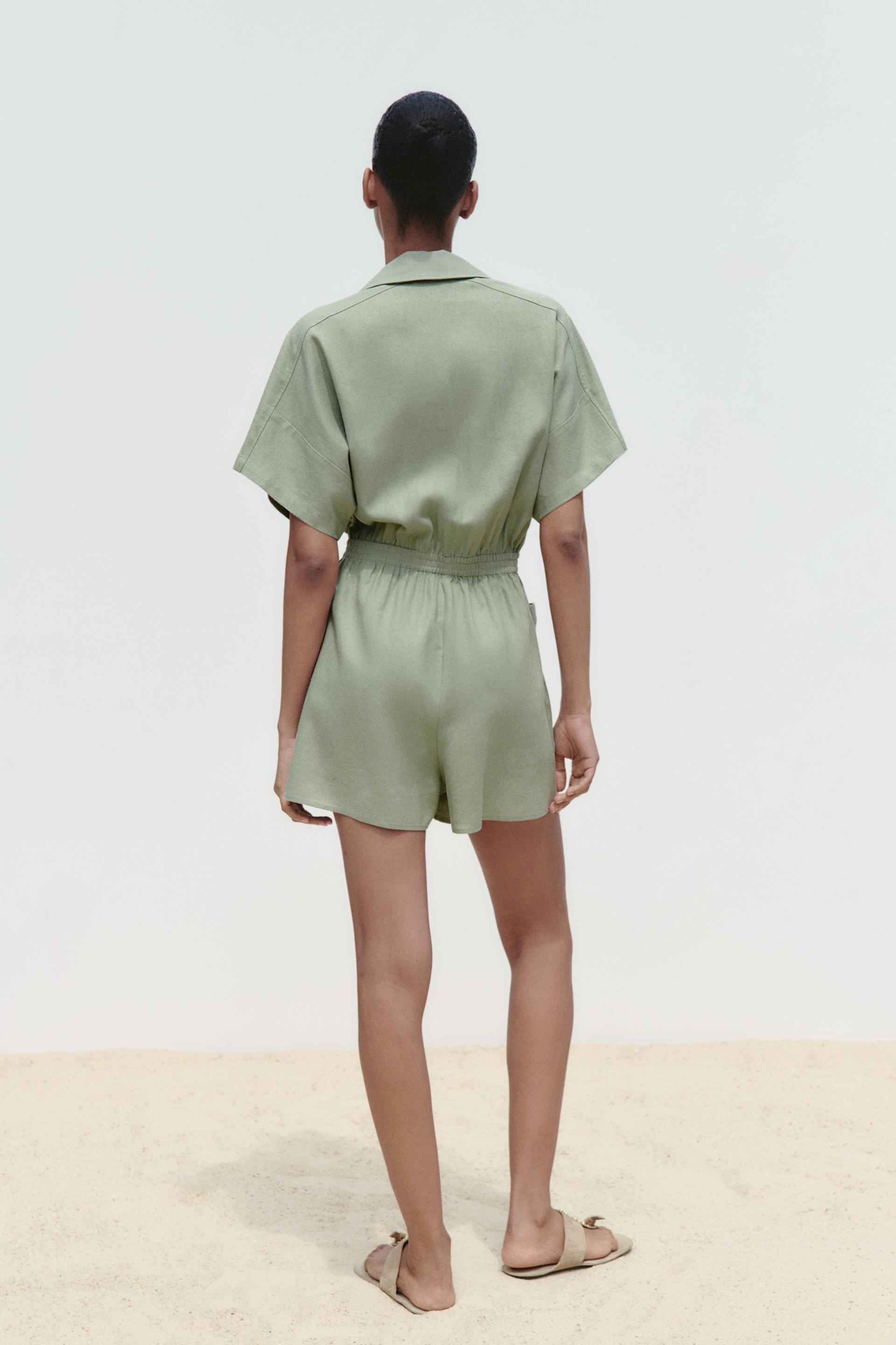 Linen playsuit zara Clearance