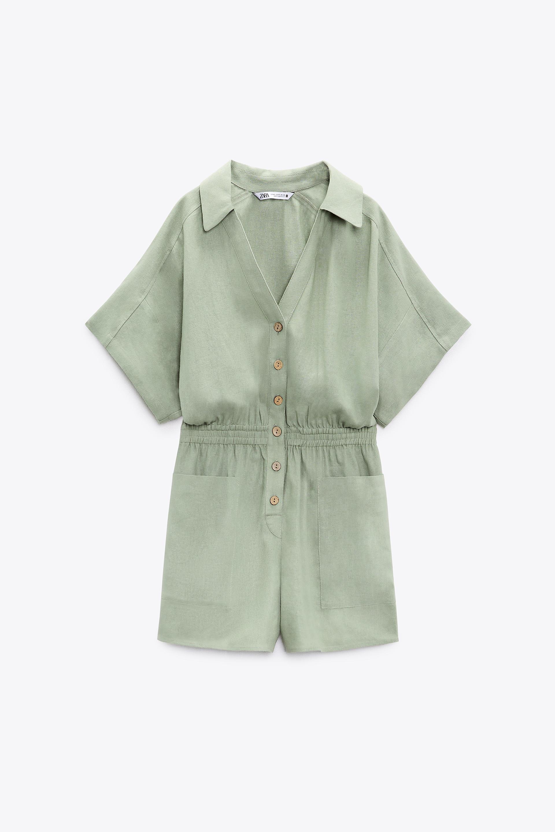 Zara linen blend short jumpsuit Clearance