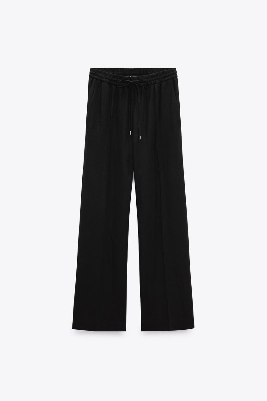 Zara black drawstring trousers Clearance