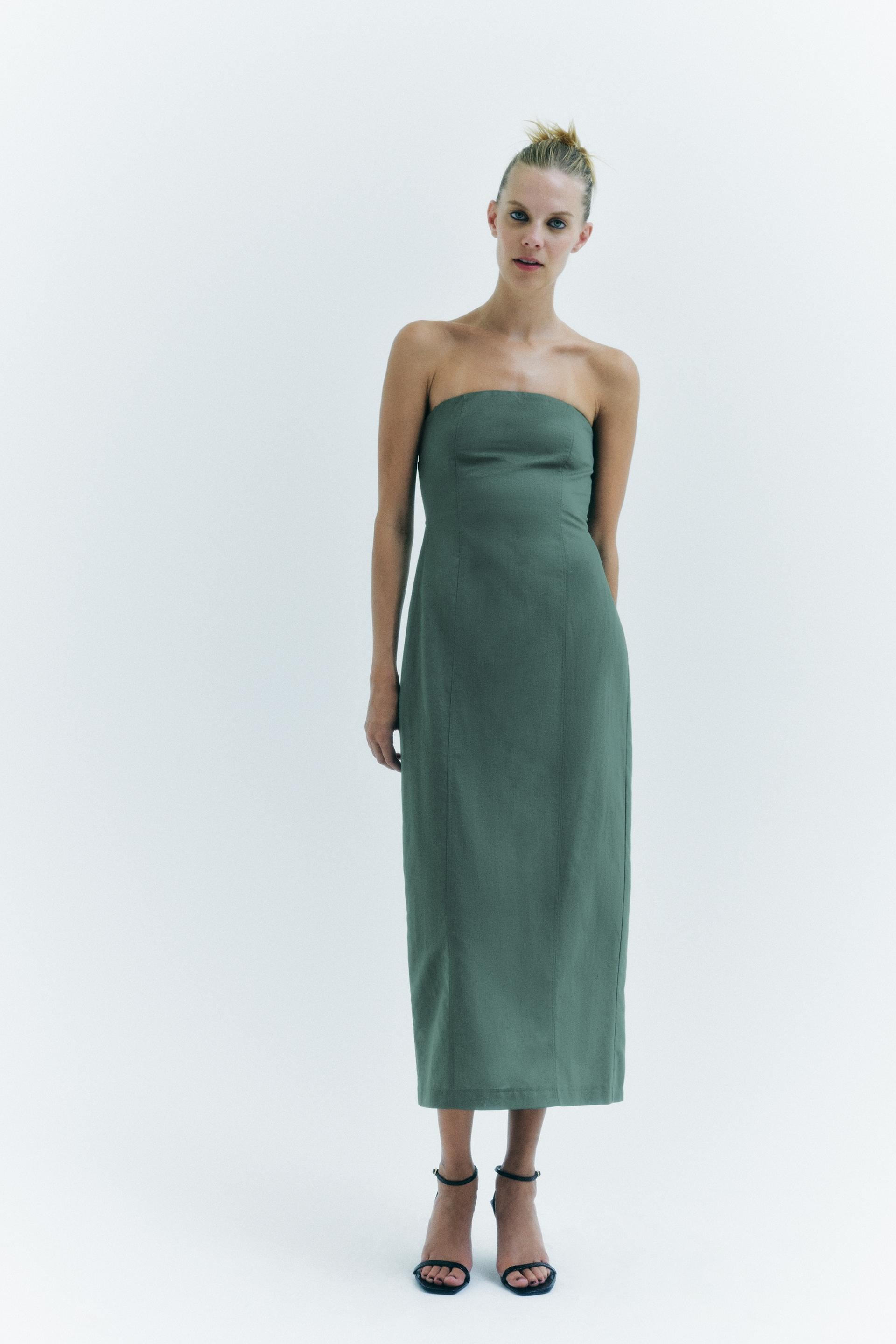 Zara green strapless dress Clearance
