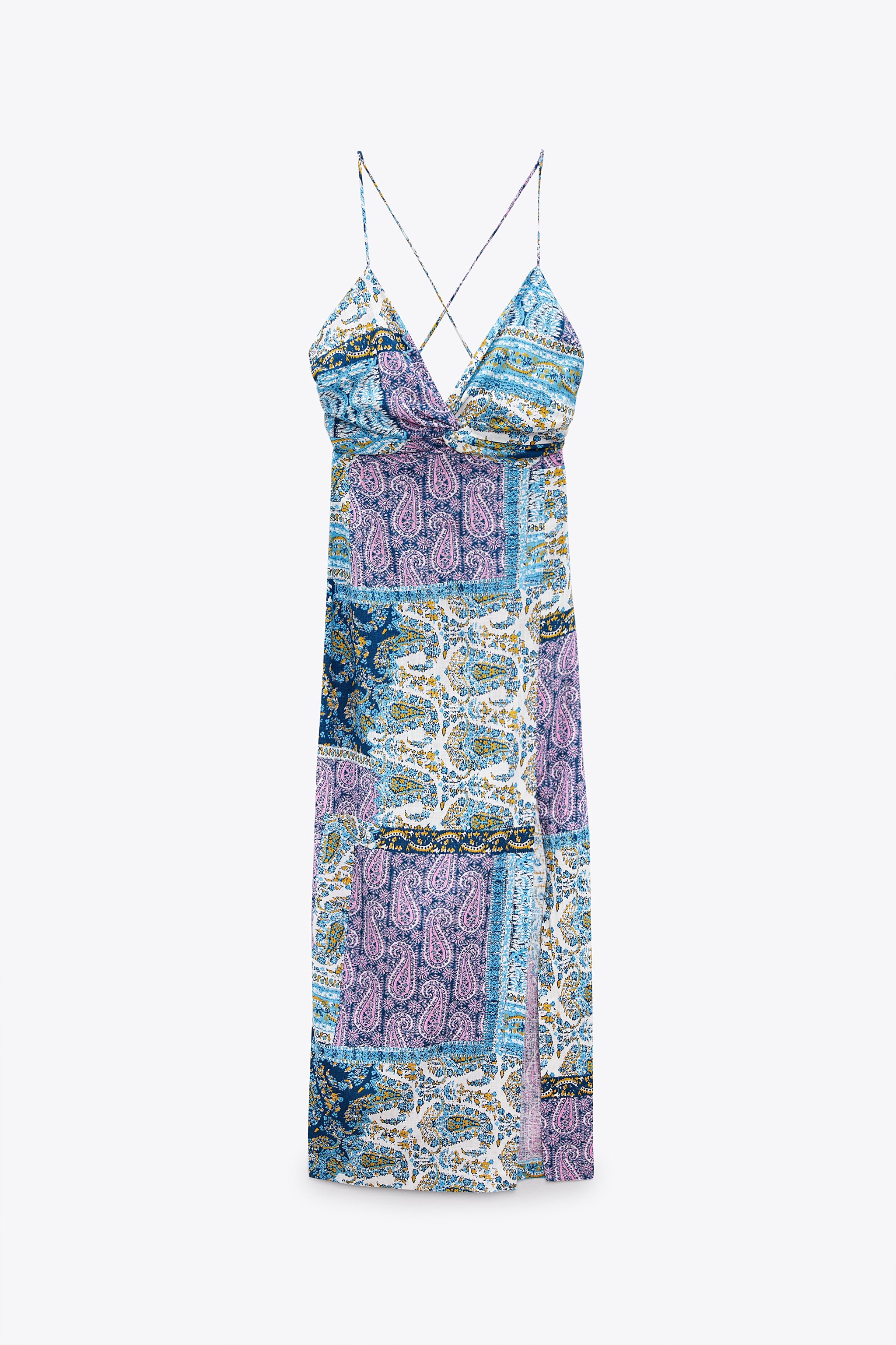 PRINTED KNOTTED MIDI DRESS