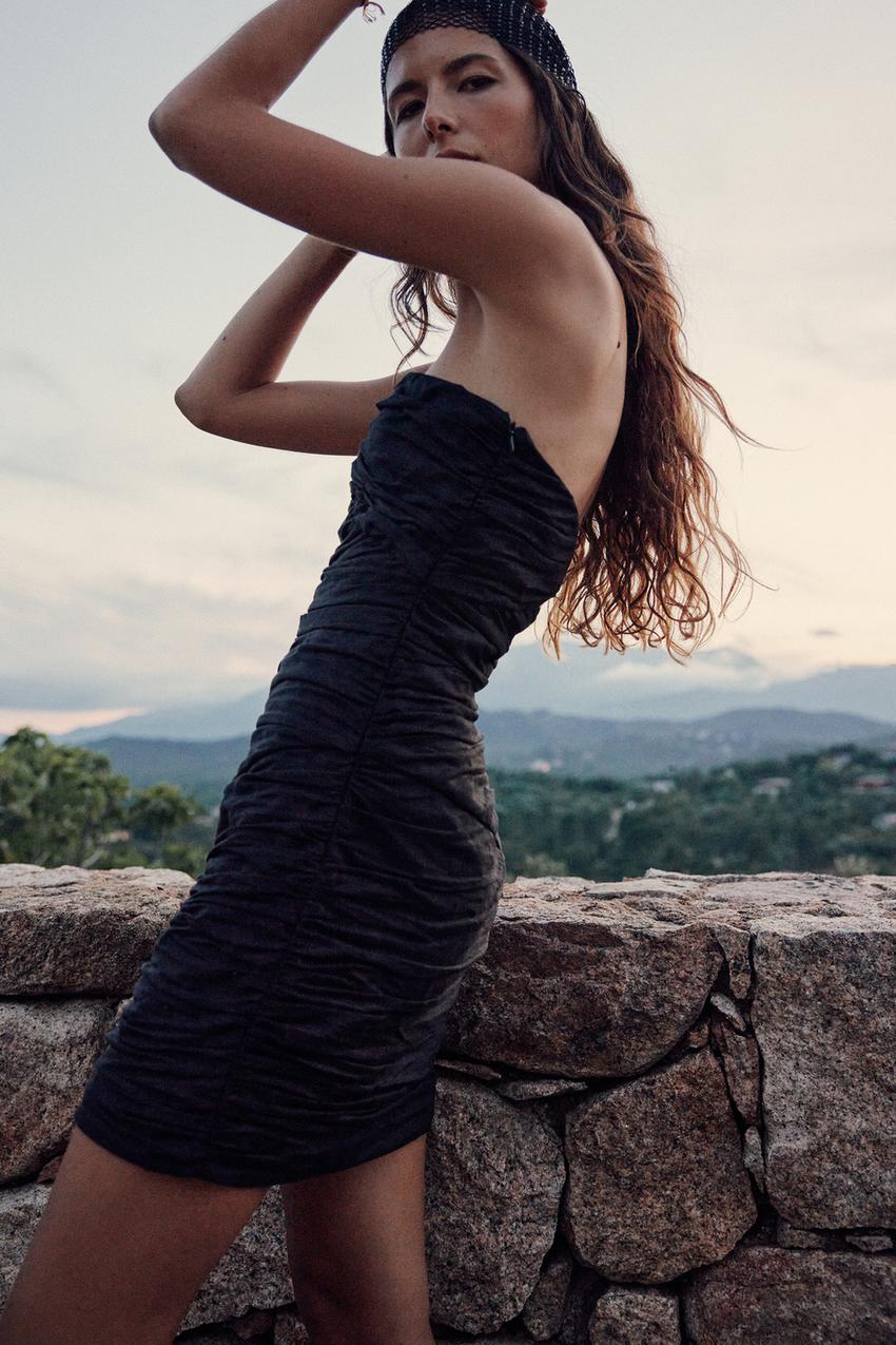 Linen mini dress zara Clearance