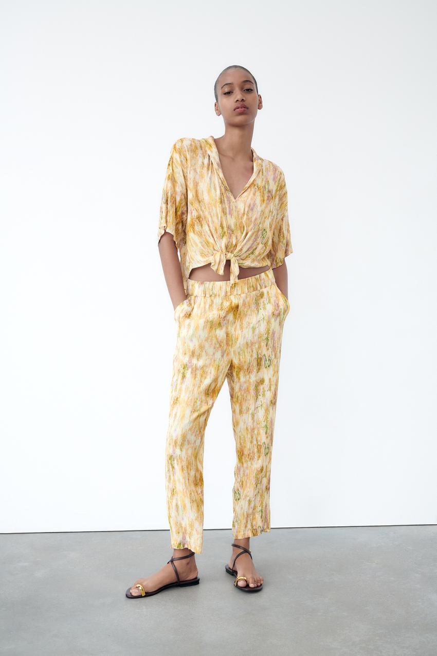 Zara yellow floral pants Clearance