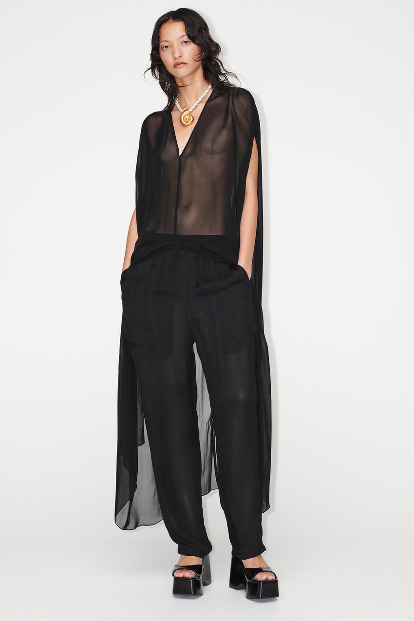 Zara sheer black top Clearance
