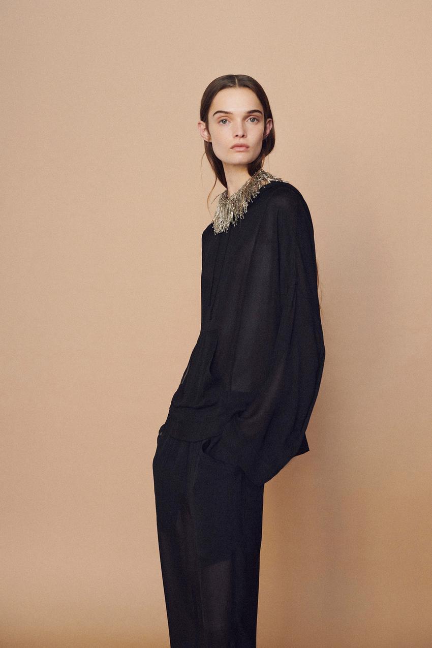 Zara black blouses Clearance