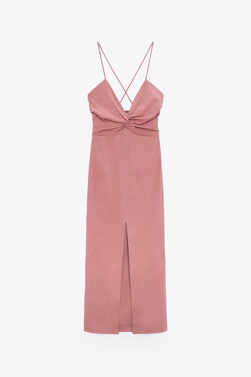 Pink linen zara dress Clearance