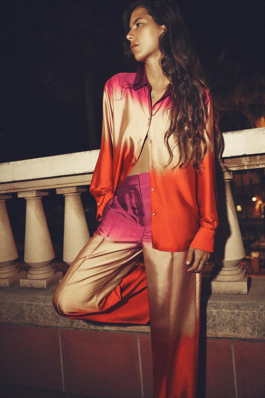 Zara tie dye satin top Clearance