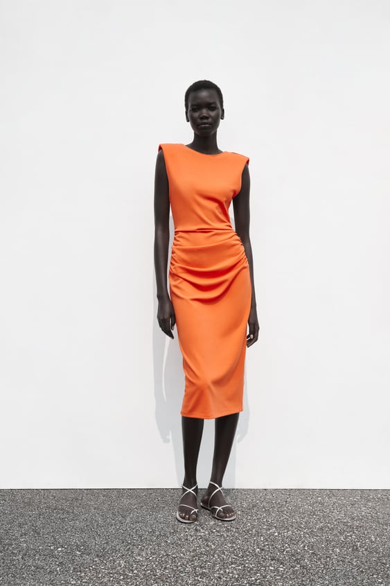 MIDI DRESS WITH SHOULDER PADS