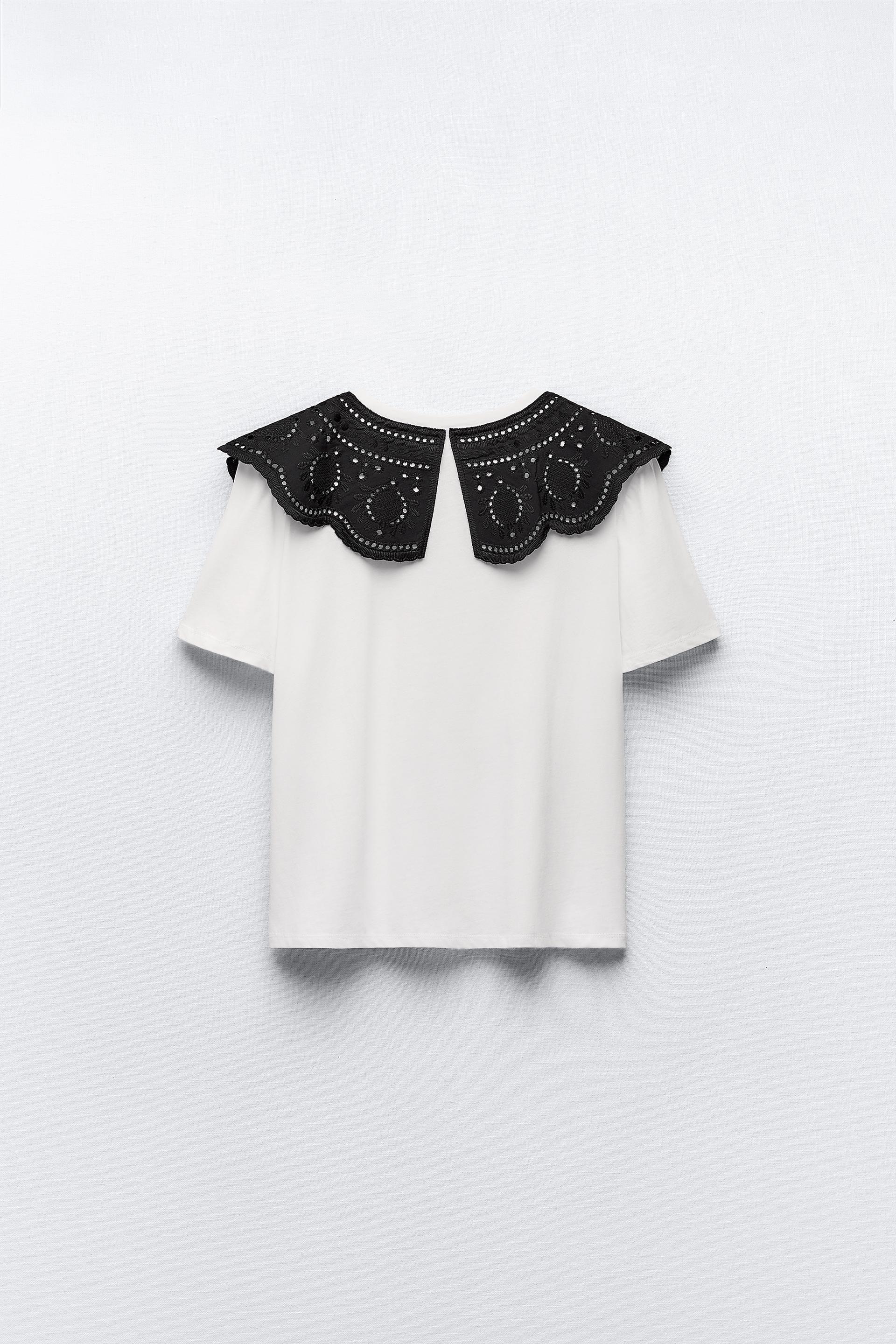 Zara embroidered collar blouse Clearance