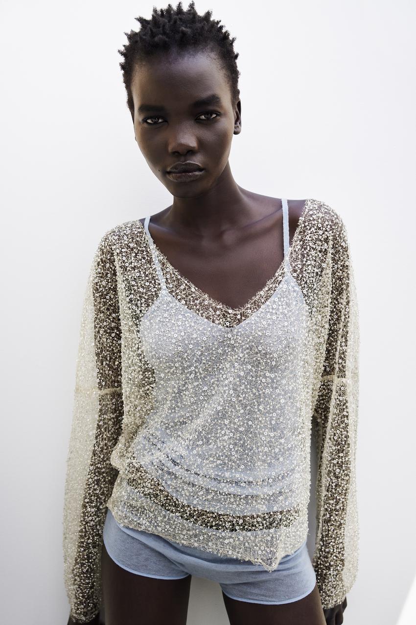 Top a sequin zara Clearance