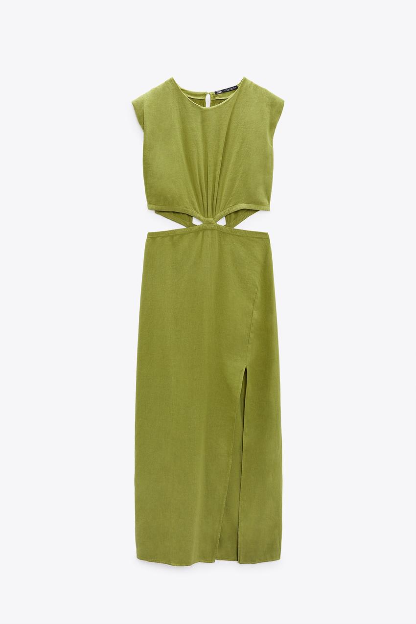 Zara linen blend cut out dress Clearance
