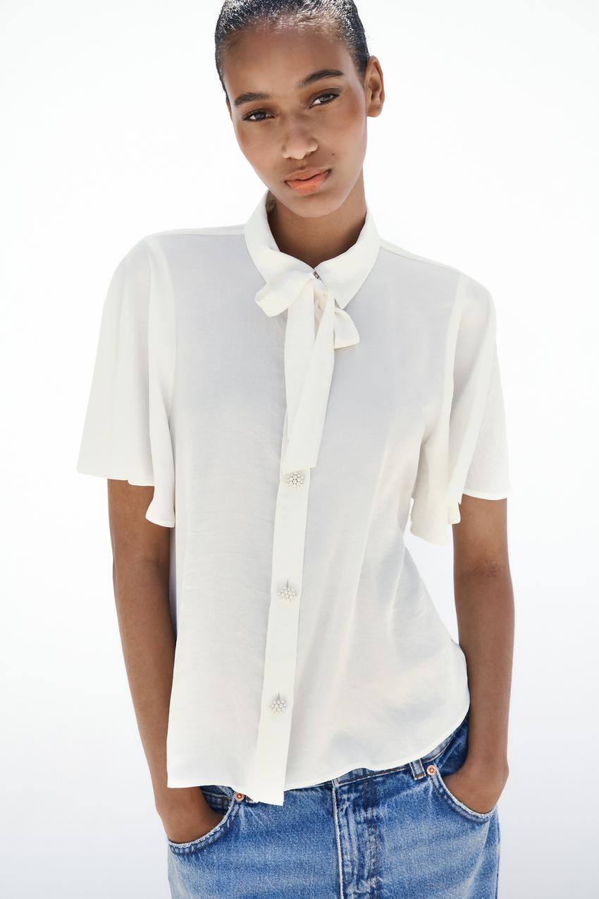 White collar top zara Outlet