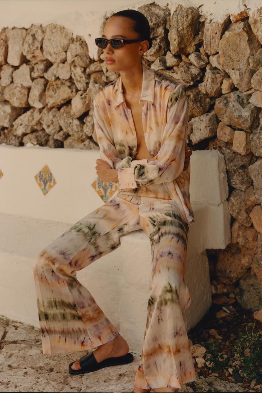 Printed flared pants zara Clearance