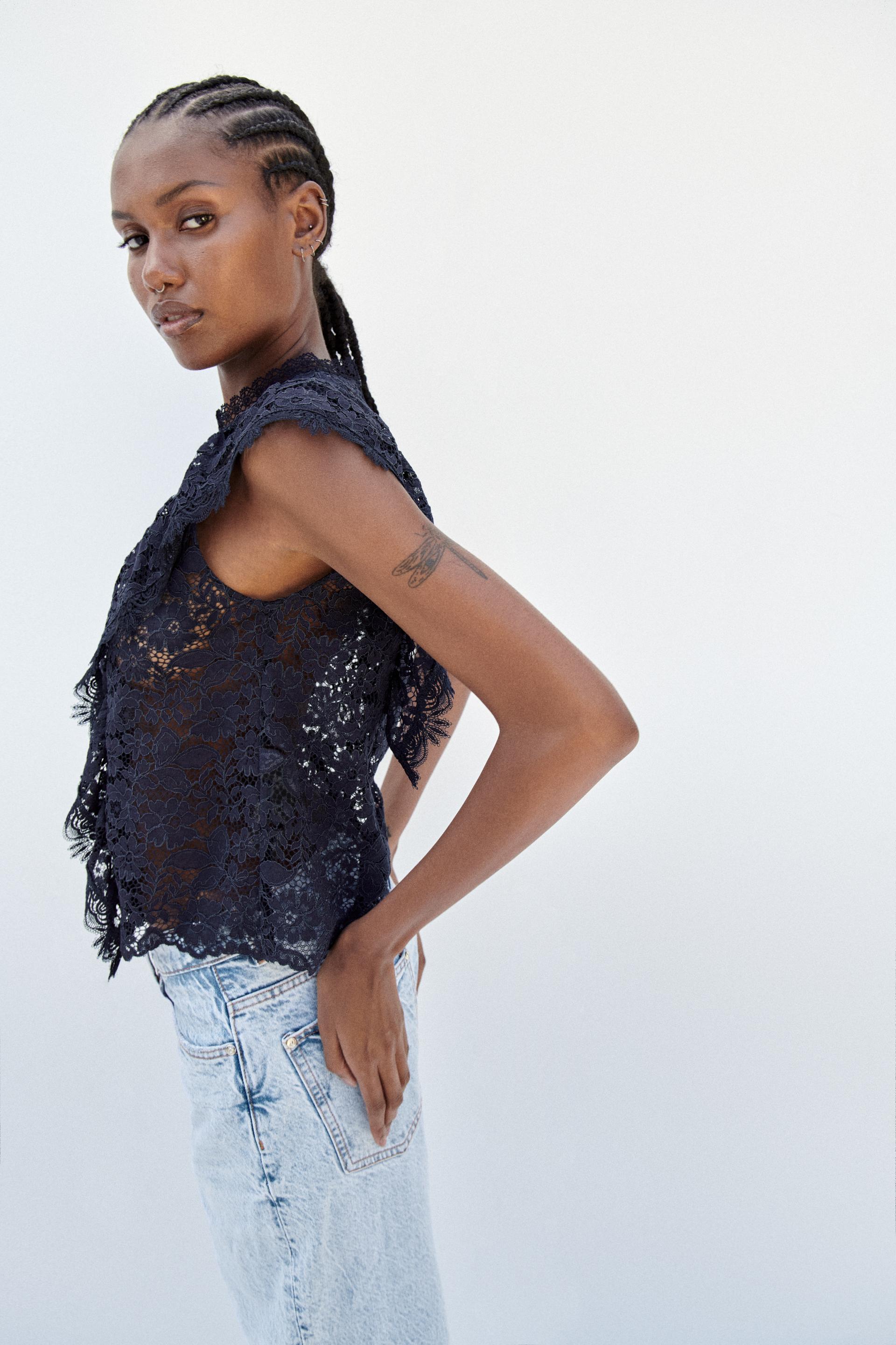 Lace black top zara Clearance