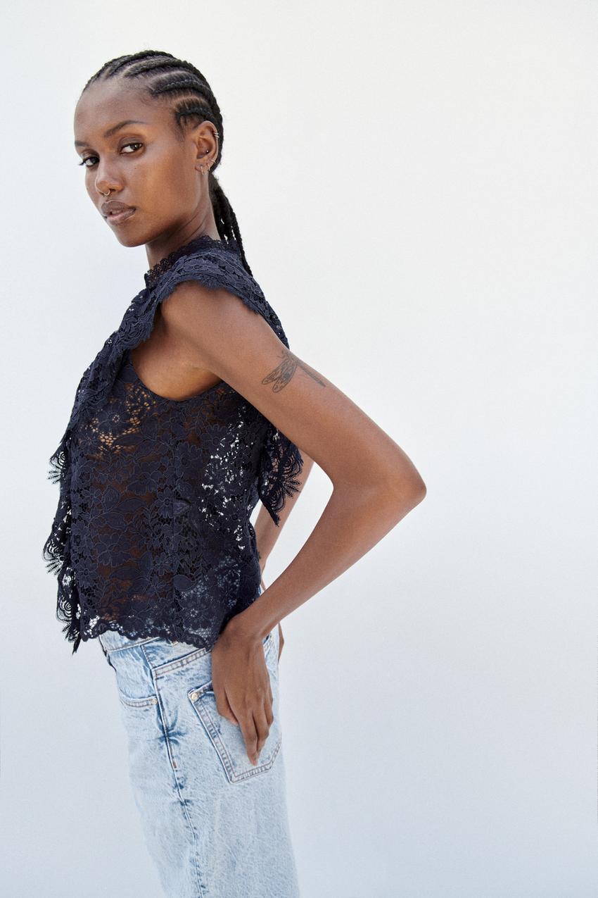 Zara navy tops Clearance