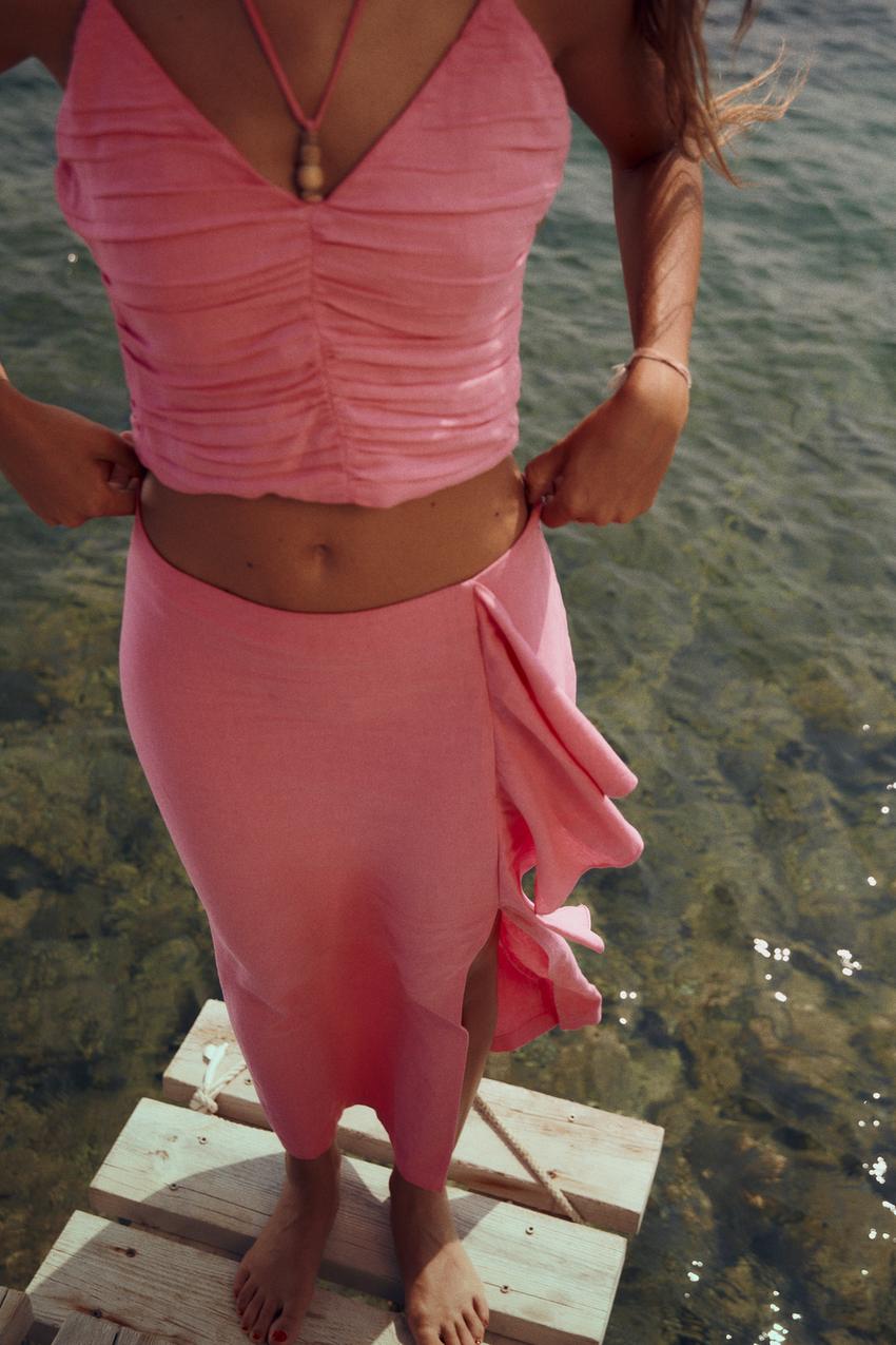 Zara pink wrap skirt Clearance