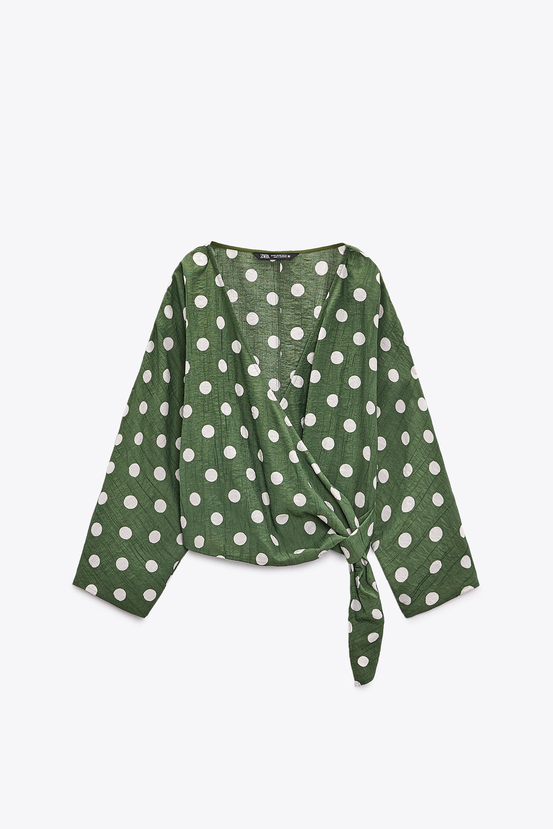 Zara green wrap top Clearance