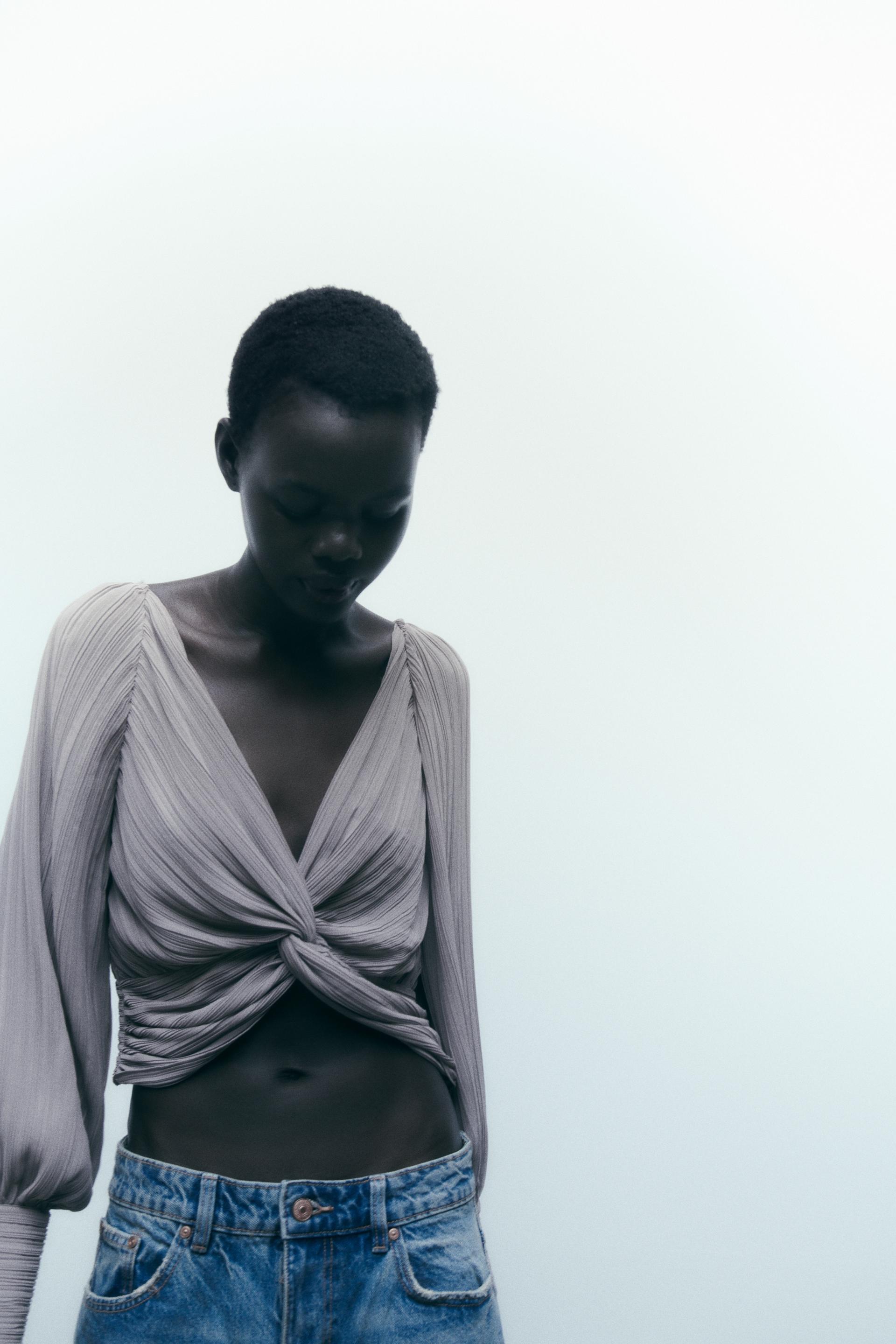 Zara tie shoulder top Clearance