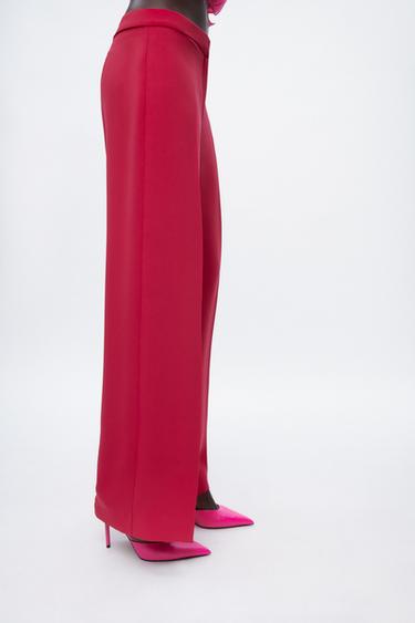 ШИРОКИЕ СТРУЯЩИЕСЯ БРЮКИ — Темно-розовые от Zara — Изображение 2