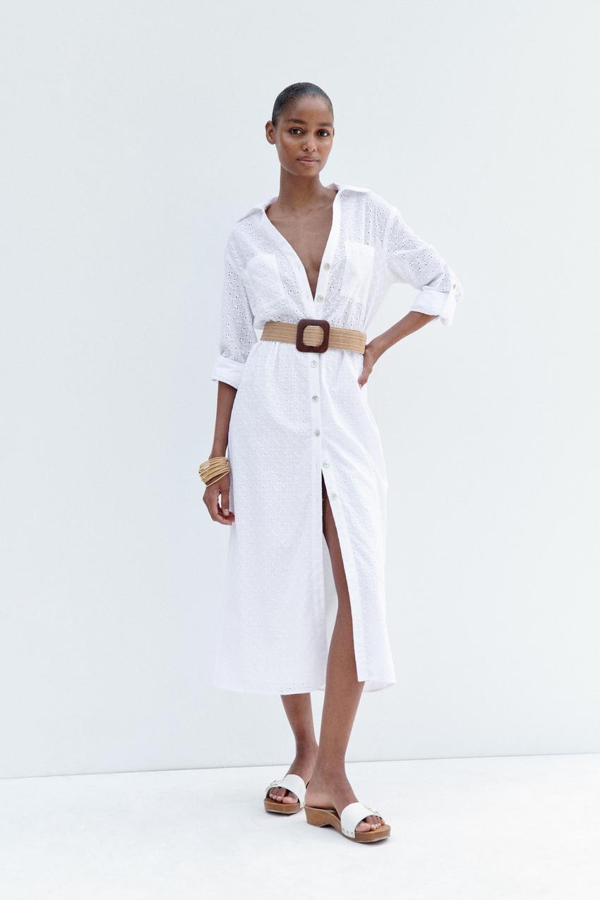White linen shirt dress zara Outlet