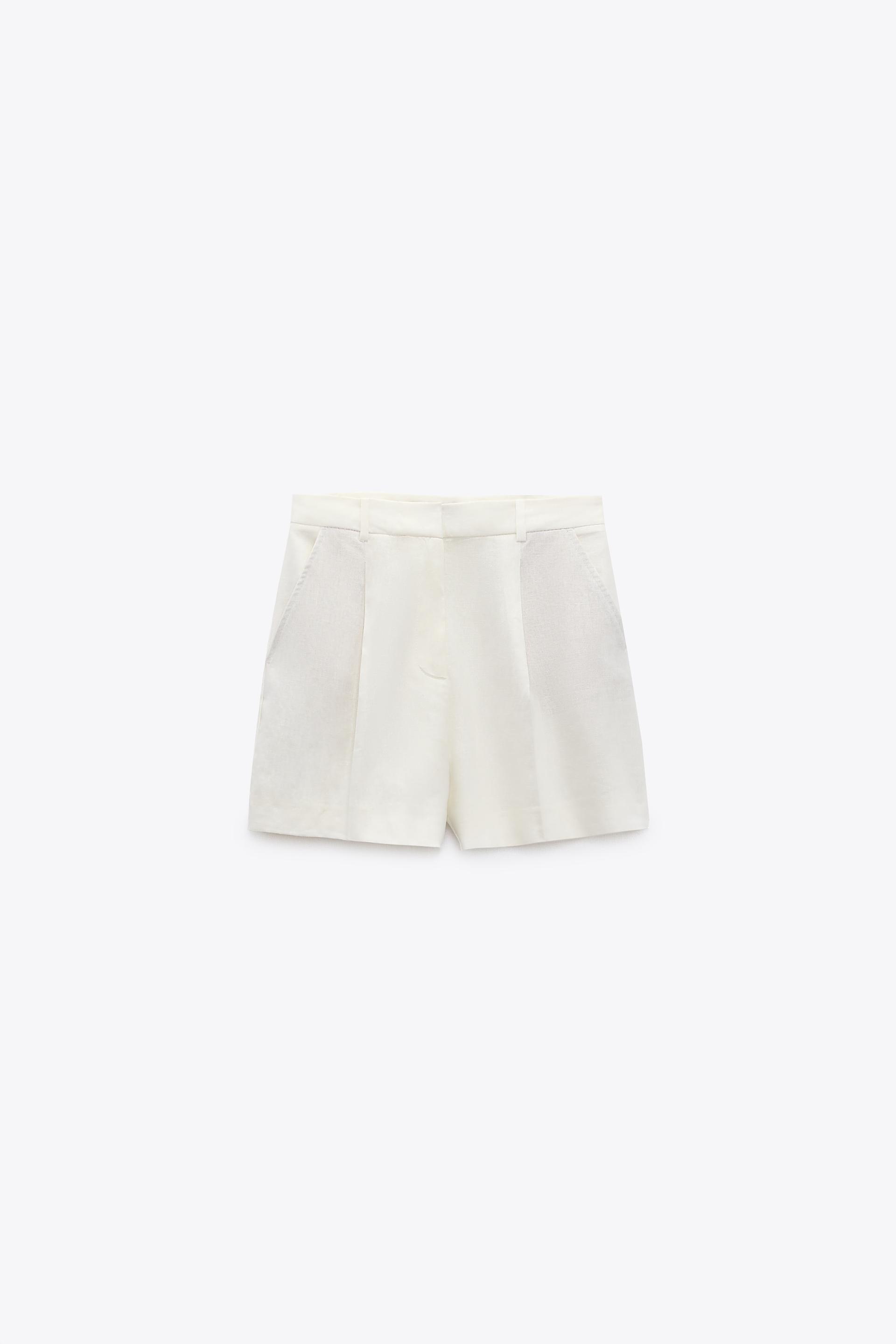 White linen shorts zara Clearance