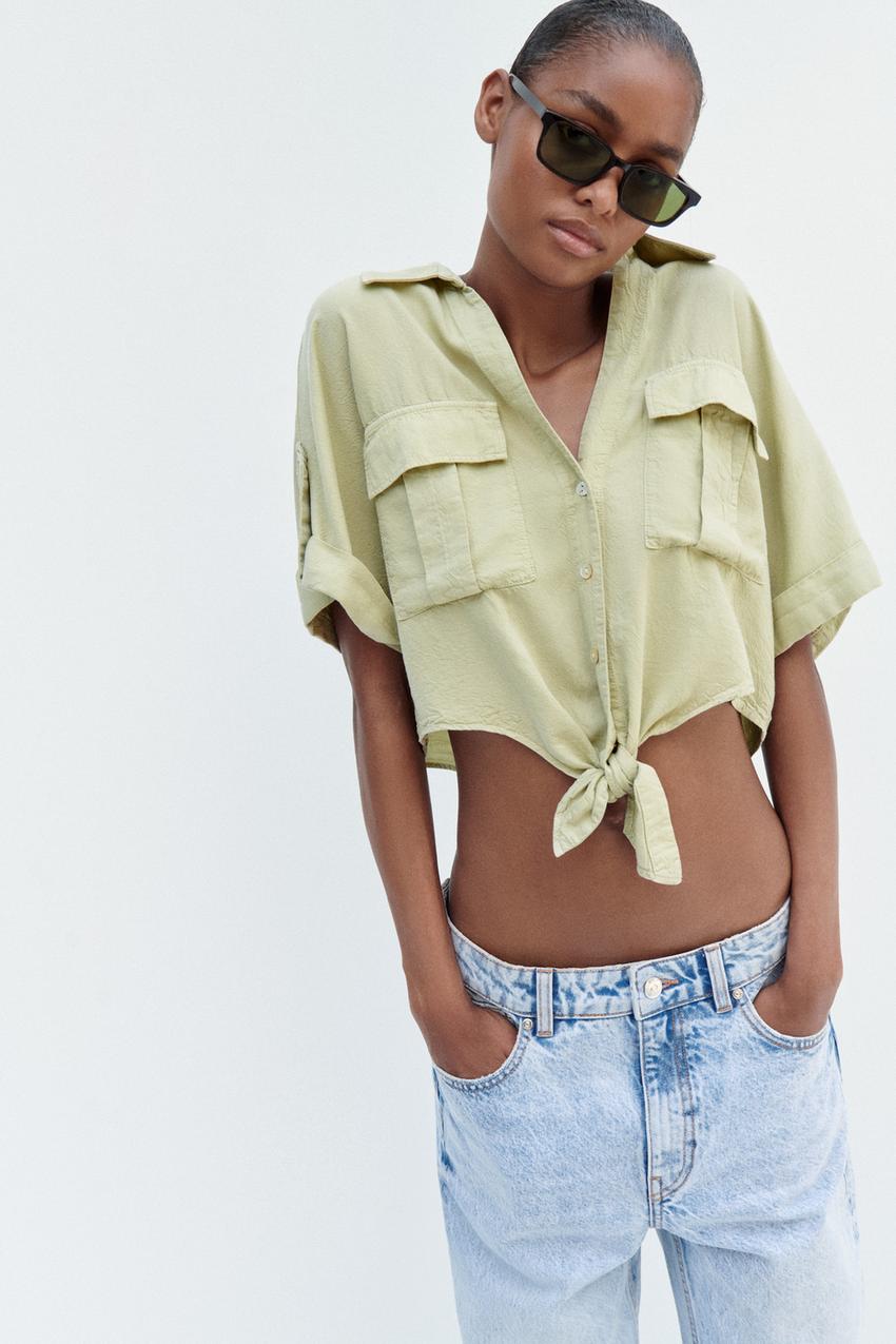 Zara crop top with knot Clearance