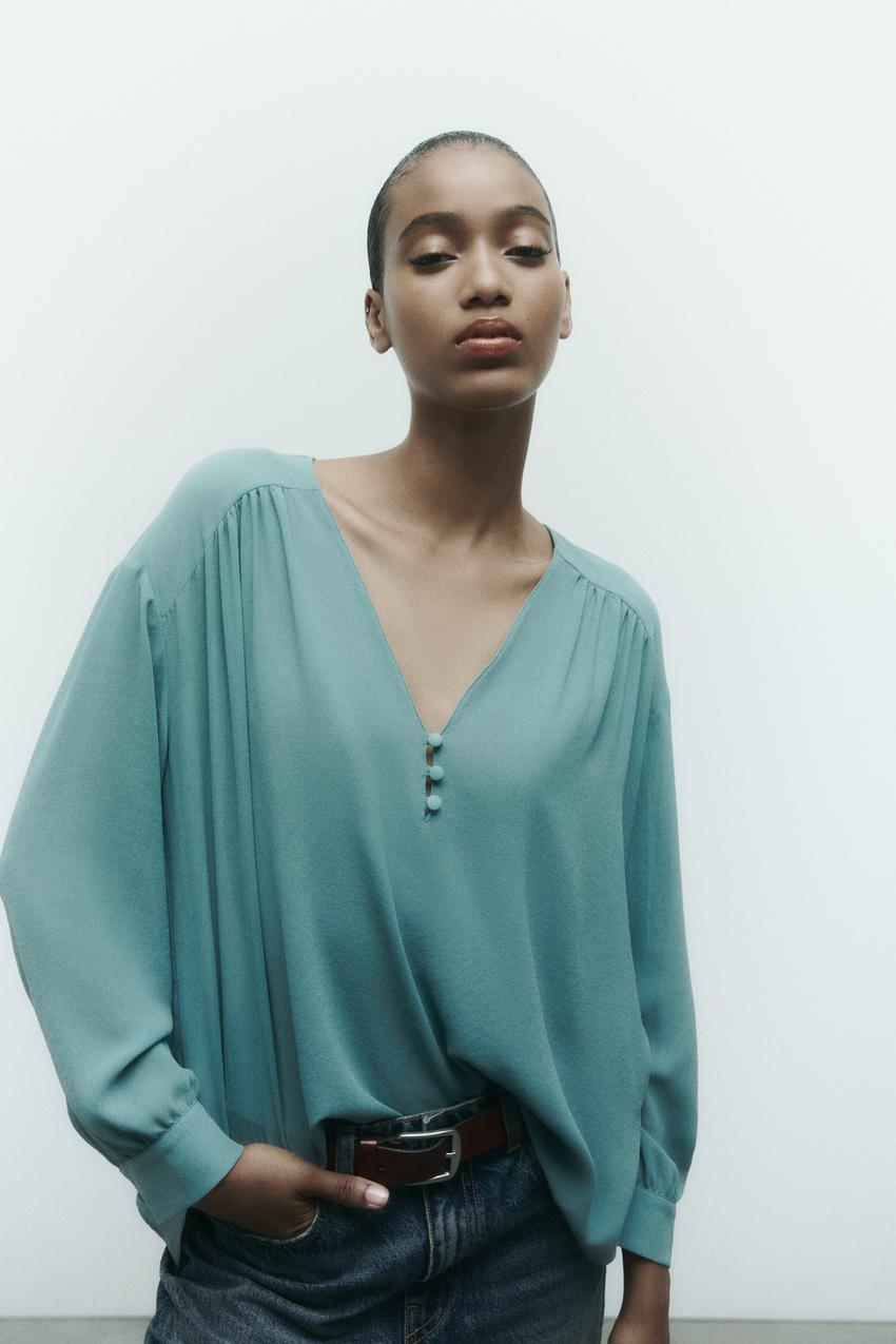 Zara gathered long sleeve Clearance