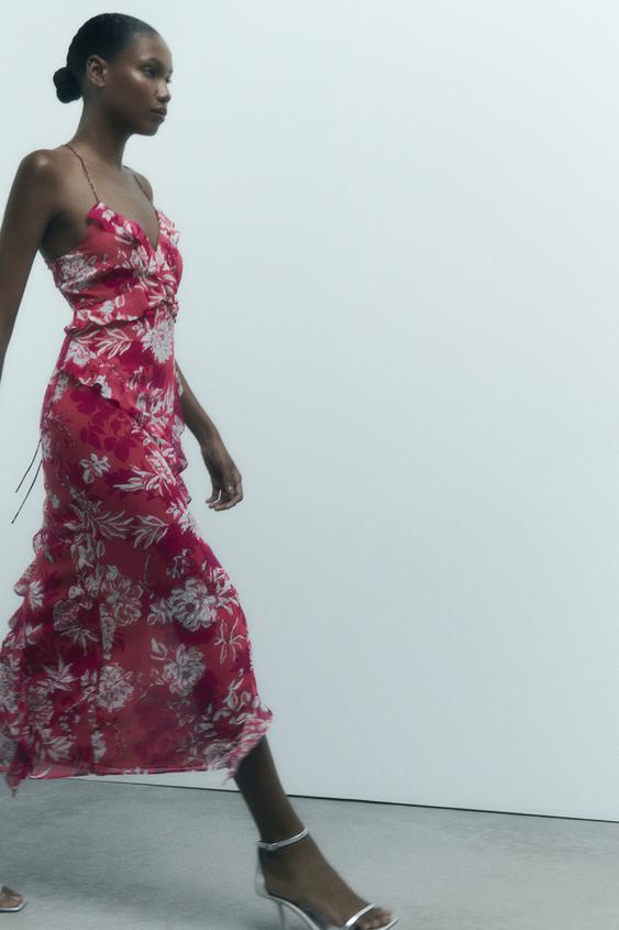Zara pink floral maxi dress Clearance